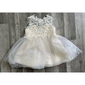 Floral Lace Flower Girl Dress Baby Toddler Size 18 Months? Chest Is 22" No Tag